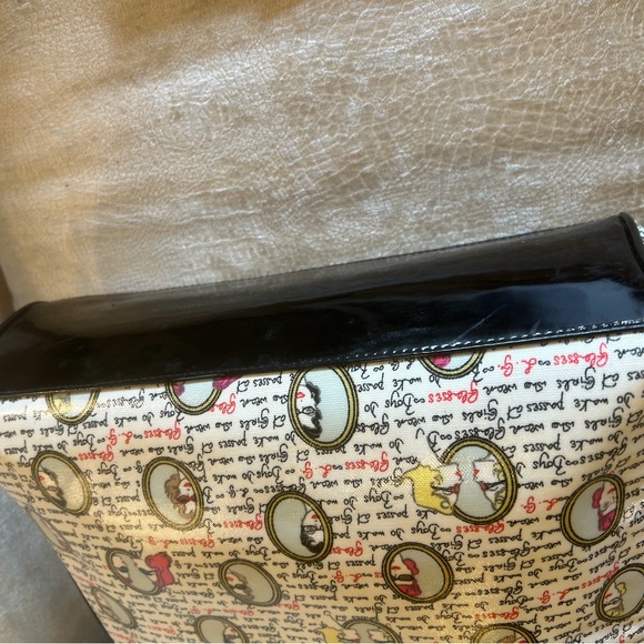 Lulu Guinness Boys & Girls Tote Black White w Black Rolled Patton Handles. - Picture 9 of 16